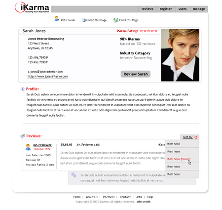 iKarma profile page
